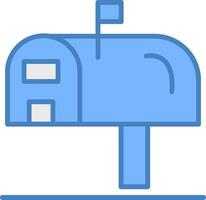 Mailbox Line Filled Blue Icon vector