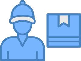 Delivery Man Line Filled Blue Icon vector