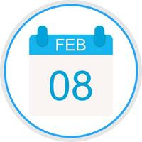 February Flat Circle Icon vector