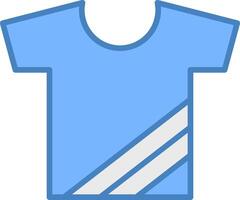 camiseta línea lleno azul icono vector