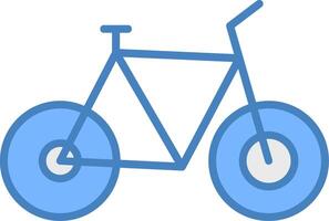 bicicleta línea lleno azul icono vector