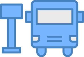 Bus Station Line Filled Blue Icon vector