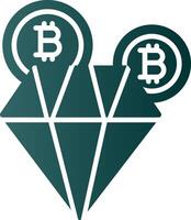 bitcoin diamante glifo degradado icono vector