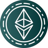 ethereum moneda glifo degradado icono vector