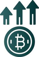 Bitcoin Up Glyph Gradient Icon vector