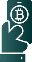 Pay Bitcoin Glyph Gradient Icon vector