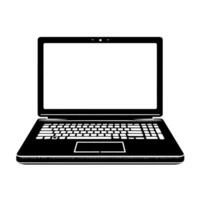 negro y blanco ilustración de un ordenador portátil vector