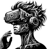 Black and White Illustration of VR Glasses Headset vector