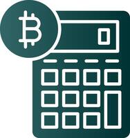 bitcoin calculadora glifo degradado icono vector