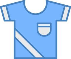 camisa línea lleno azul icono vector