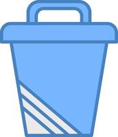 Trash Can Line Filled Blue Icon vector