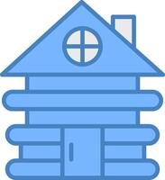 Cabin Line Filled Blue Icon vector