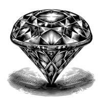 Black and white silhouette of a perfectly cut sparkling solitaire diamond gemstone vector