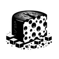 Black and White Illustration of a traditional Swiss Cheese vector