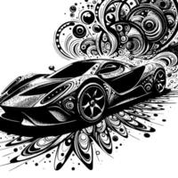 black and white illustration of a Hypercar Sports Car vector