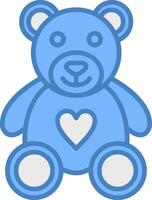 Bear Line Filled Blue Icon vector