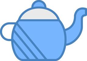 Teapot Line Filled Blue Icon vector