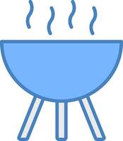 BBQ Grill Line Filled Blue Icon vector