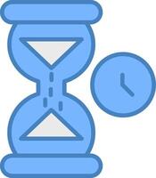 reloj de arena línea lleno azul icono vector