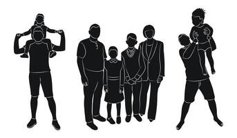 Silhouette of a crowd of adults and children vector