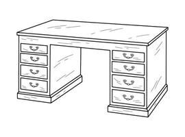 Single sketch of a desk with side tables vector