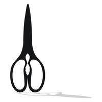 Closed stationery scissors. Shears single, side view. vector