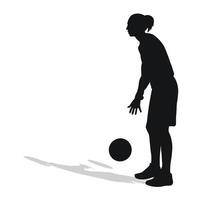 Single image of black female silhouette of basketball player in a ball game. Basketball vector