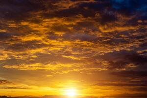 Golden hour of sunset sky photo