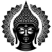 negro y blanco ilustración de un Buda estatua símbolo vector