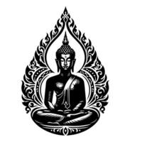 negro y blanco ilustración de un Buda estatua símbolo vector