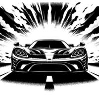 black and white illustration of a Hypercar Sports Car vector