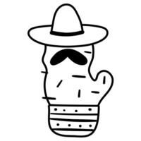 Outline icon. Cactus Mexican. Funny illustration on white background. vector