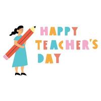 Happy teacher's day. Banner. illustration. Hand drawn design on white background. vector