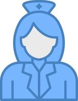 Nurse Line Filled Blue Icon vector