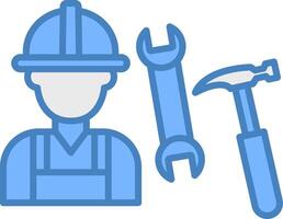 Plumber Line Filled Blue Icon vector