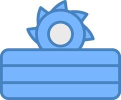 Table Saw Line Filled Blue Icon vector