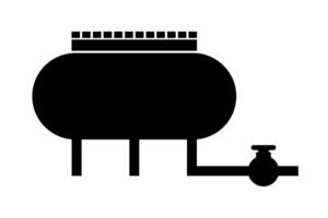 Propane gas tank and pipeline silhouette icon. vector