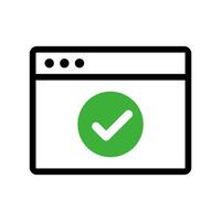 Browser window and check mark icon. vector