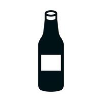 vino botella silueta icono con etiqueta. vector