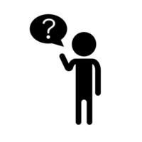 Questioning person silhouette icon. Question or asking a question. vector