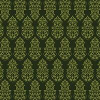 A green background with a pattern of flowers and leaves. vector