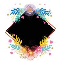Colorful Flower and leaf frame background vector