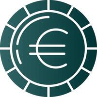 Euro Coin Glyph Gradient Icon vector