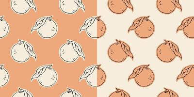 Oranges fruit seamless pattern hand drawn style vector