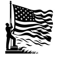 Black and White Illustration of the USA Flag vector