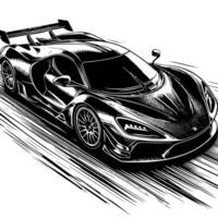 black and white illustration of a Hypercar Sports Car vector