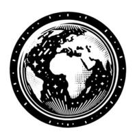 Black and White Illustration of the planet Earth vector