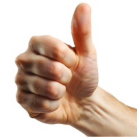 Hand thumbs up on isolated transparent background png