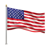 Waving USA flag on isolated transparent background png