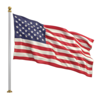 Waving USA flag on isolated transparent background png
